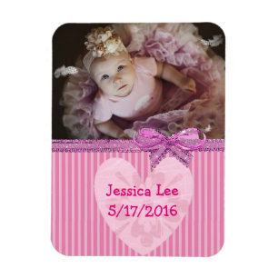 Listras personalizadas do rosa do ímã da foto do