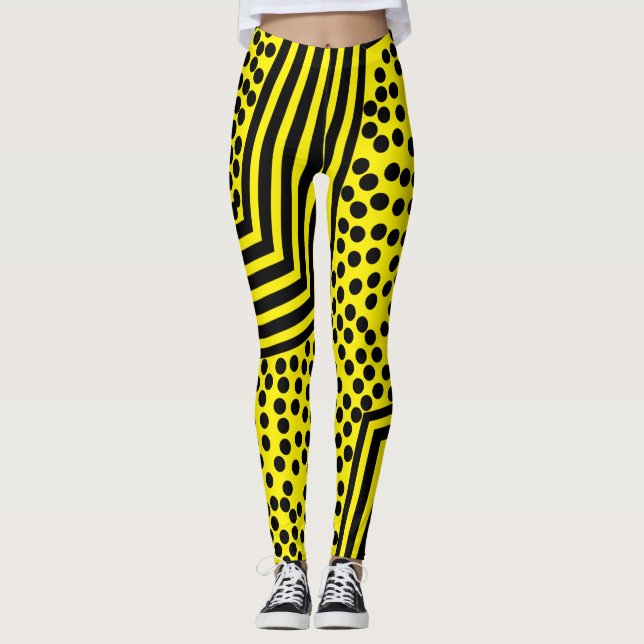Listras Pontilhadas Funky Leggings Ousadas (Frente)