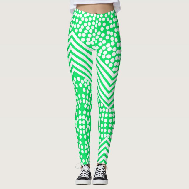 Listras Pontilhadas Funky Leggings Ousadas (Frente)