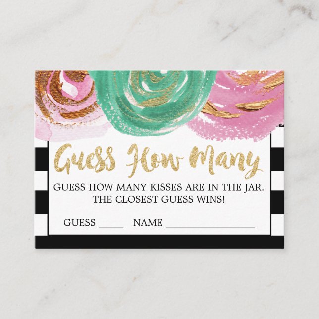 Listras Pretas e Brancas Cartões Adivinhe Quantos  (Frente)