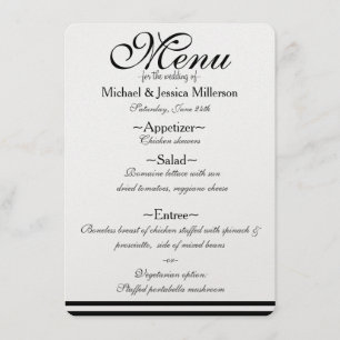 Listras preto e branco que Wedding o menu