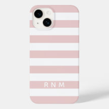 Listras Rosa Bege com Nome ou Conjunto de Monogram