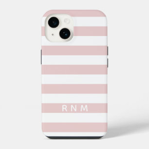 Listras Rosa Bege com Nome ou Conjunto de Monogram