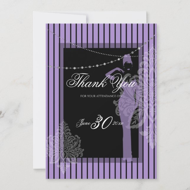 Listras roxas e pretas Convite (Frente)