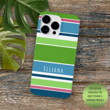 Listras Verde Lima Azul Teal Rosa Quente Branco