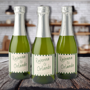 Listras Verdes Garrafa Casamento Minimalista Retro