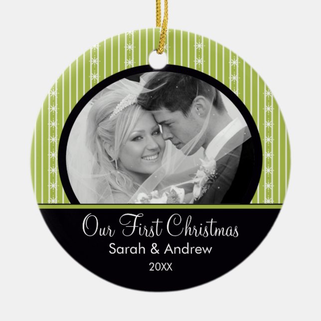 Listras verdes & pretas dos primeiros enfeites de (Frente)