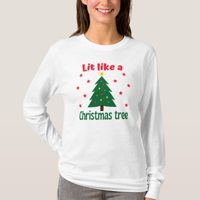 Lit Como Uma Camisa De Natal De Árvore (Frente)