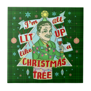 Lit retro do homem do humor do bebendo do Natal