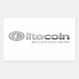 Litecoin aceitou aqui etiquetas do retângulo