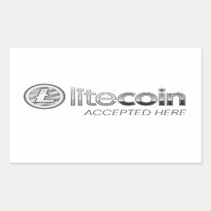 Litecoin aceitou aqui etiquetas do retângulo