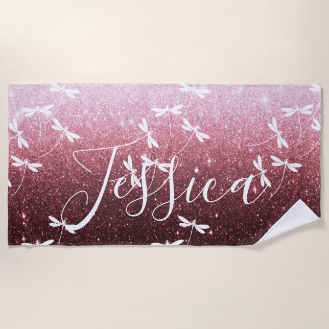 Literatura e libélulas toalha de praia personaliza (Frente)