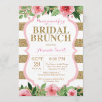 Lítima de Convite Bridal Rosa e Dourada para Brune