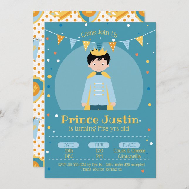 Litte Prince Convite de aniversário (Frente/Verso)