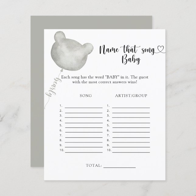 Little Bear Name Aquela Bebê Song (Frente/Verso)