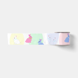Little bunnies pink, rose, white on satin ribbon s