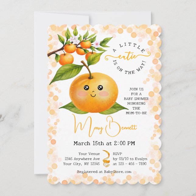 Little Cutie Baby Shower Gender Neutra Invitations (Frente)