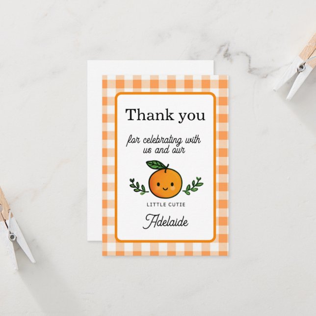 Little Cutie Thank You Card 1st Birthday  (Frente/Verso In Situ)