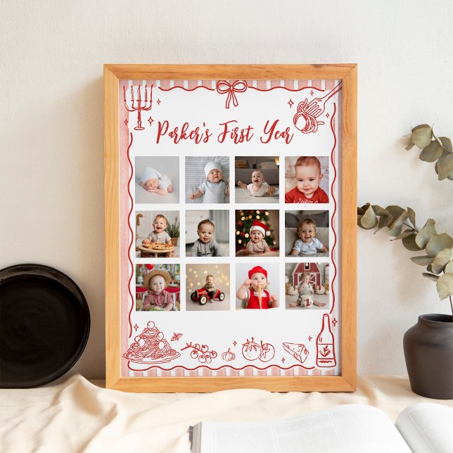 Little Meatball First Year Photo Milestone Poster (Criador carregado)