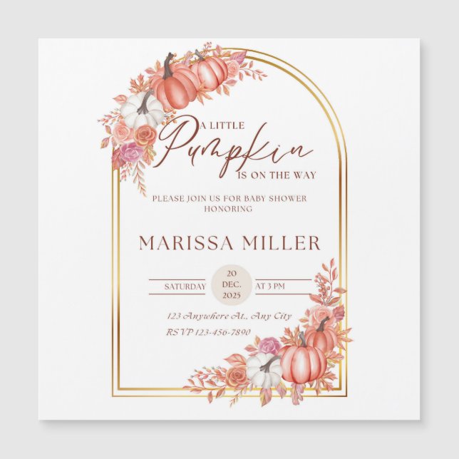 Little Pumpkin Is On the Way Invitation  (Frente)