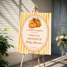 Little pumpkin retro fall baby shower welcome sign