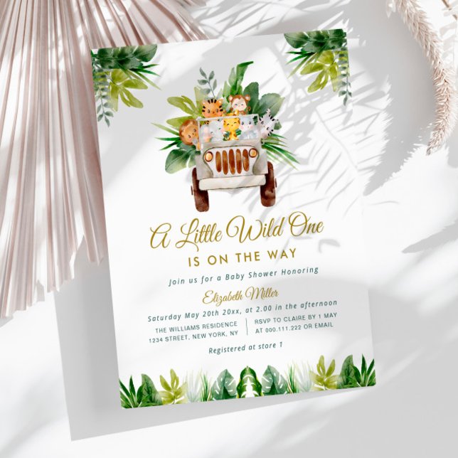 little wild one jungle baby shower invitation (Criador carregado)