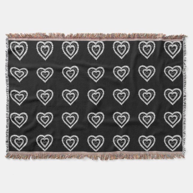 Live Laugh Love Diamond Hearts Jogam cobertor (Frente)