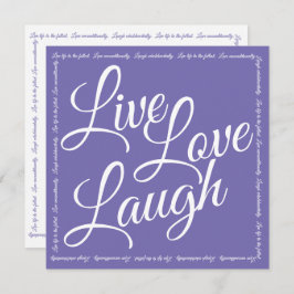 Live Love Laugh Elegante White Script Purple Card