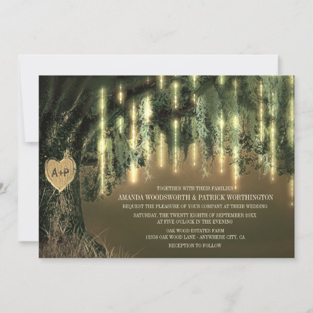 Live Oak Tree Moss - Convites para Casamento em Mo (Frente)