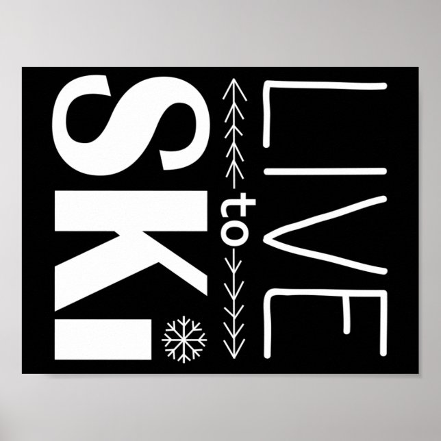 Live to Ski poster (básico) - preto (Frente)