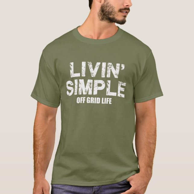 Livin simples fora a camisa da vida T da grade (Frente)