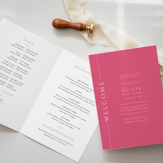 Livreto de Programa Dobrado de Bat Mitzvah Rosa Qu (Criador carregado)