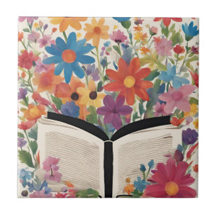 Livro Aberto com Flores de Aquarela