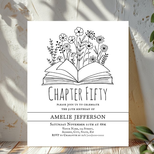 Livro Branco Minimalista 50º Convite de Aniversári (Criador carregado)