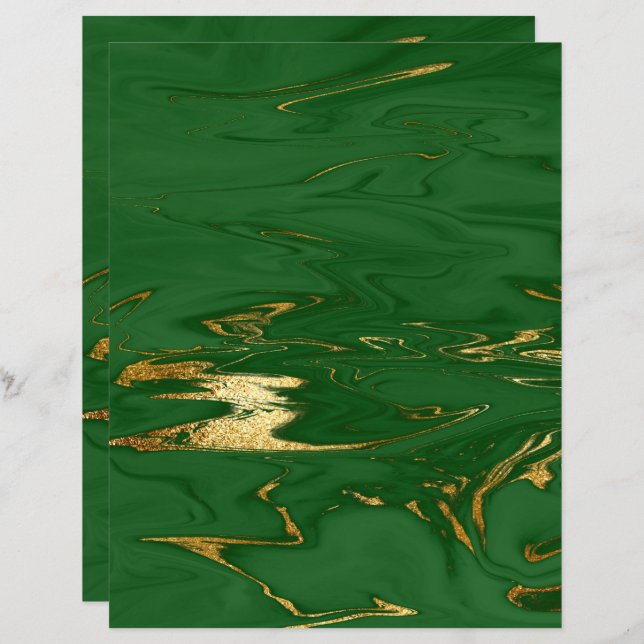 Livro Branco Verde Dourado Faux Marble (Frente/Verso)
