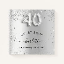 Livro convidado aniversário de 40 anos prata glam