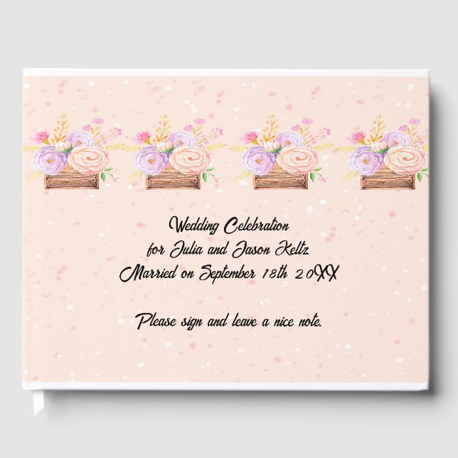 Livro de Casamento para Peach Rustic Floral Weddin (Frente)