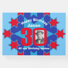 Livro de convidado azul-aniversário de 30 anos sta