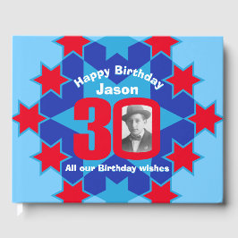 Livro de convidado azul-aniversário de 30 anos sta