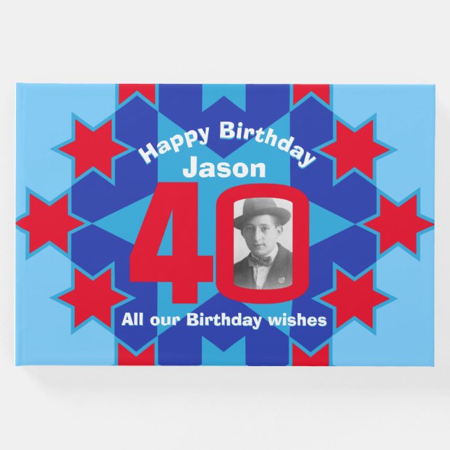 Livro de convidado azul-aniversário de 40 anos sta (Frente)