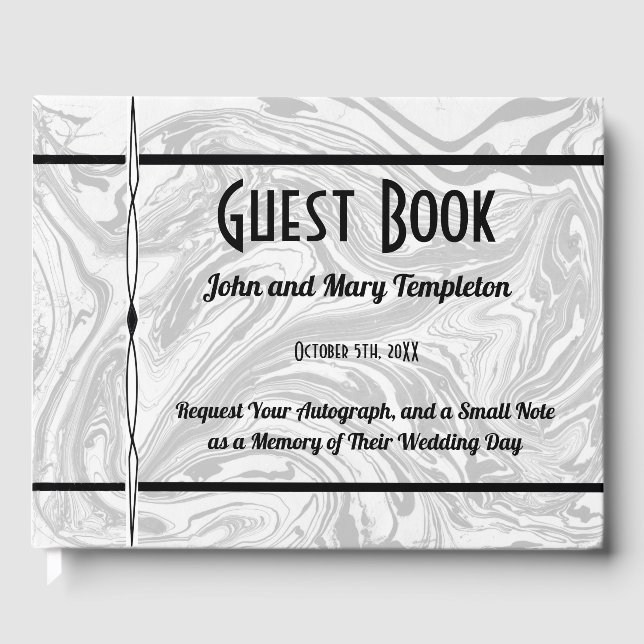 Livro de Convidado Casamento Marble Black & White (Frente)