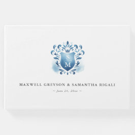Livro de Convidado de Casamento Blue Monogrammed C