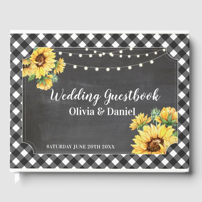 Livro de Convidado de Casamento Floral Girassol Ne (Frente)