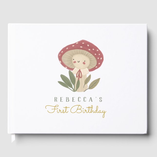 Livro de Convidado de Chá de fraldas de cogumelos (Frente)