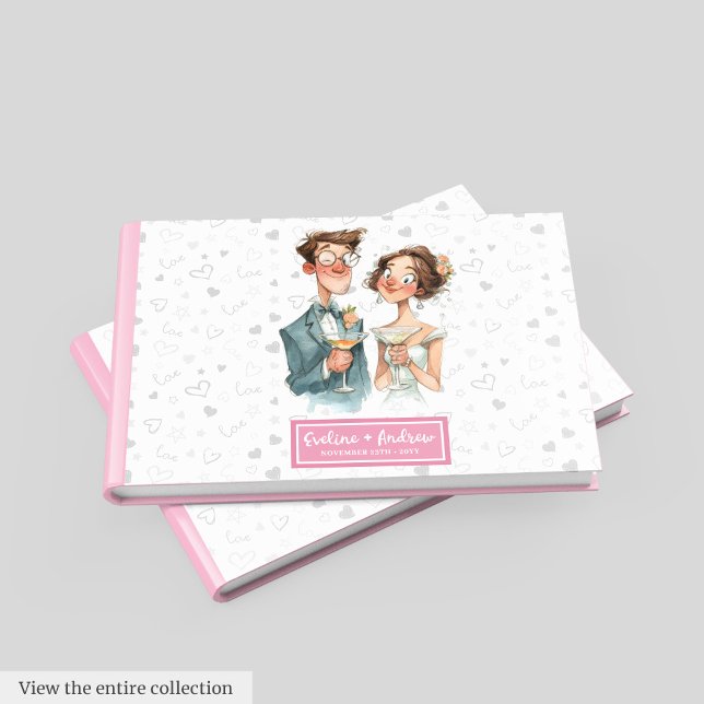 Livro de Convidado do Casal Quirky Engraçado Casam (Quirky Couple Guest Book Funny Wedding Watercolor)