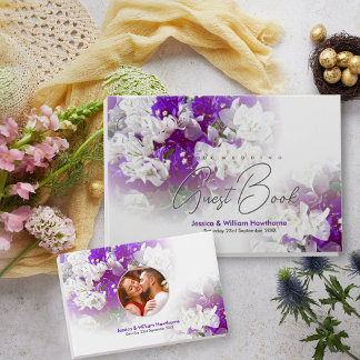 Livro de Convidado do Casamento em Floral White e 
