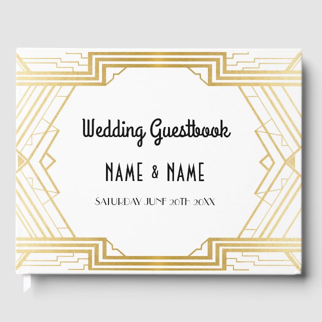 Livro de Convidado do Casamento Gatsby Art Deco 19 (Frente)