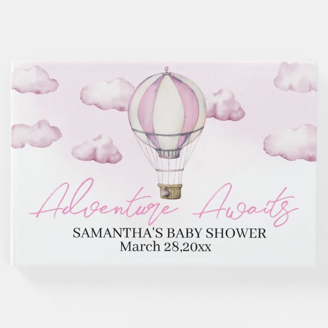 Livro de Convidado do Chá de fraldas de Ar Quente  (Frente)