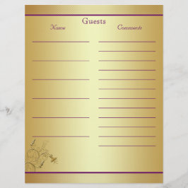 Livro de Convidado Dourado Roxo