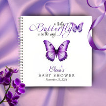 Livro de Convidado Floral Roxo Chá de fraldas Borb